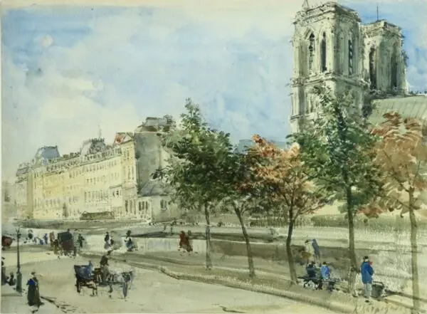 View of the Île de la Cité with Notre-Dame Cathedral, Paris - Buy Fine Paintings Online