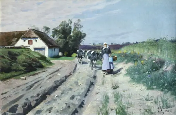Milking Time – Saeby, Jutland - Buy Fine Paintings Online