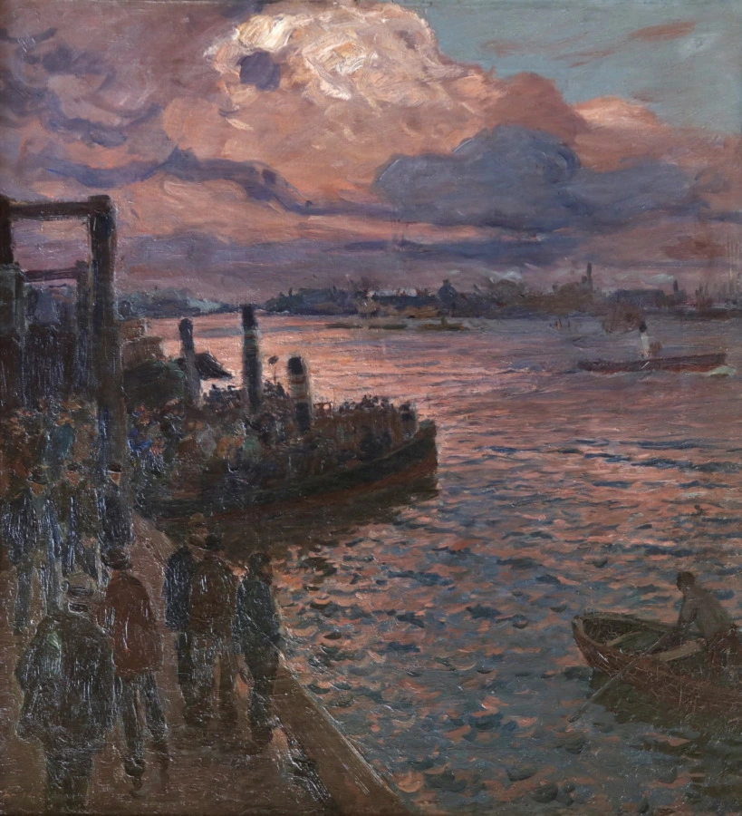 Waiting for the Ferry – Hamburg - Buy Fine Paintings Online