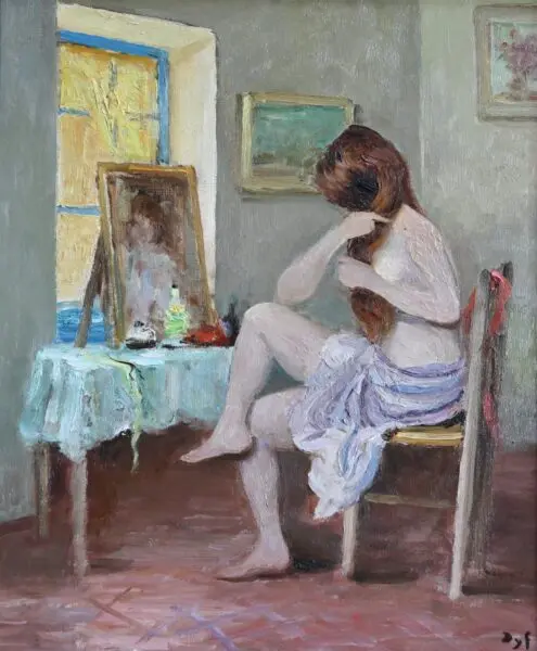 Claudine doing her hair - Buy Fine Paintings Online