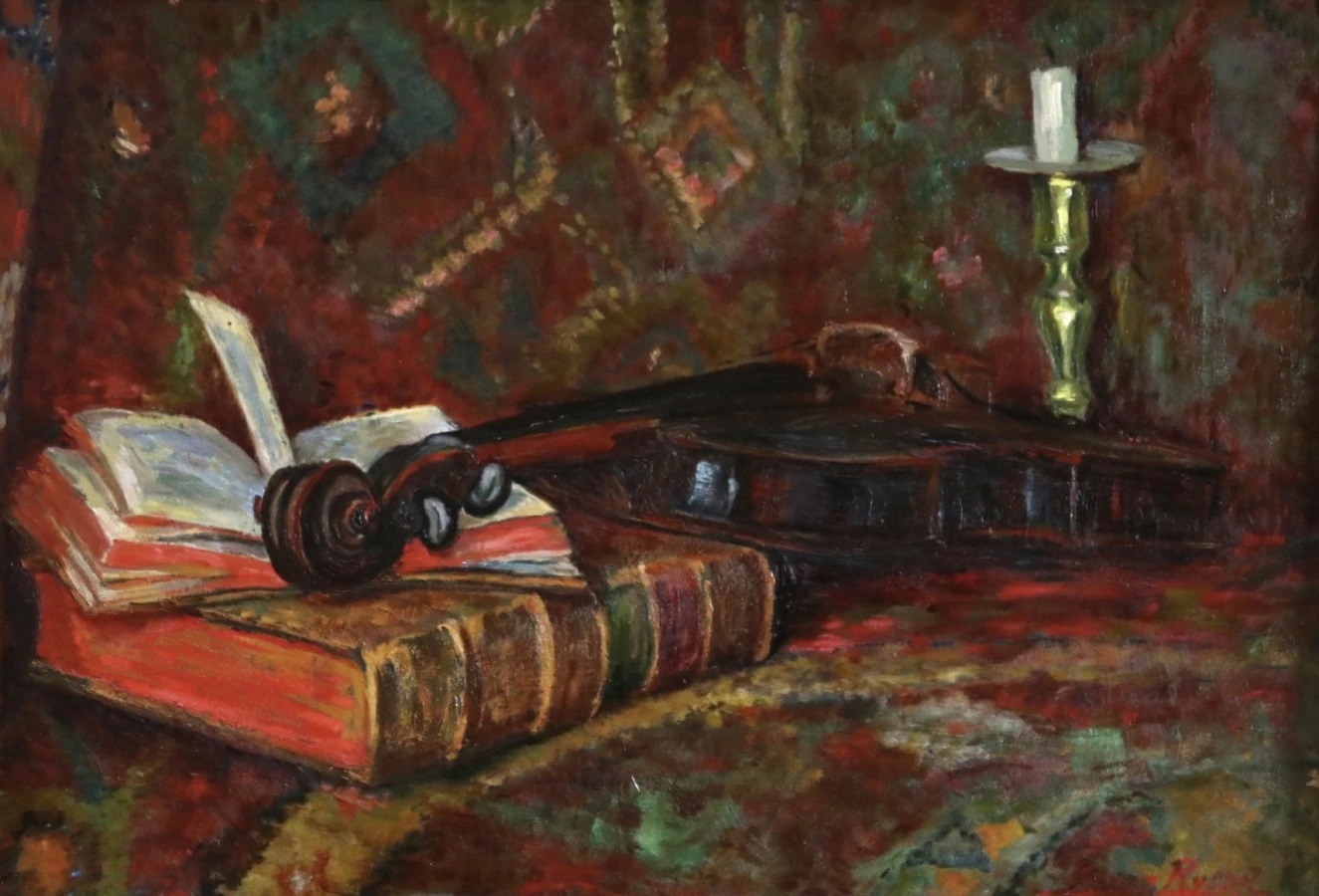Violin & Books - Buy Fine Paintings Online