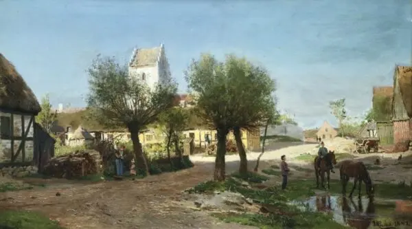 Summer Afternoon in the Village – Aarhus Region - Buy Fine Paintings Online