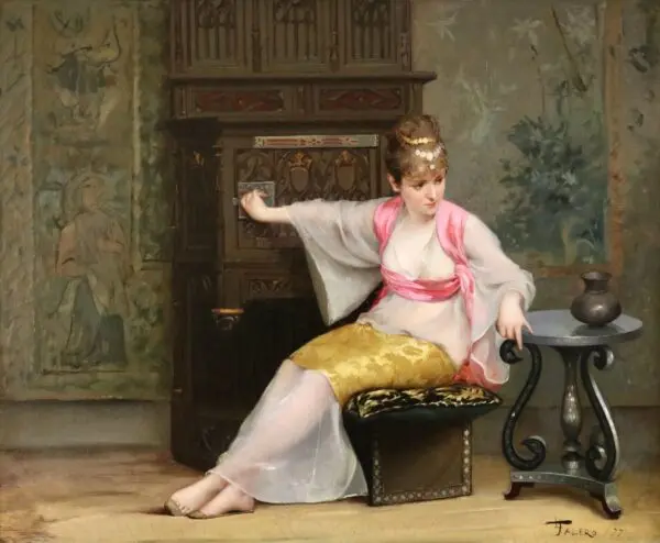 Orientalist Girl in Interior - Buy Fine Paintings Online