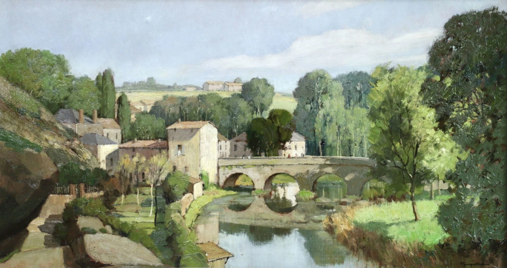Village on a River - Buy Fine Paintings Online