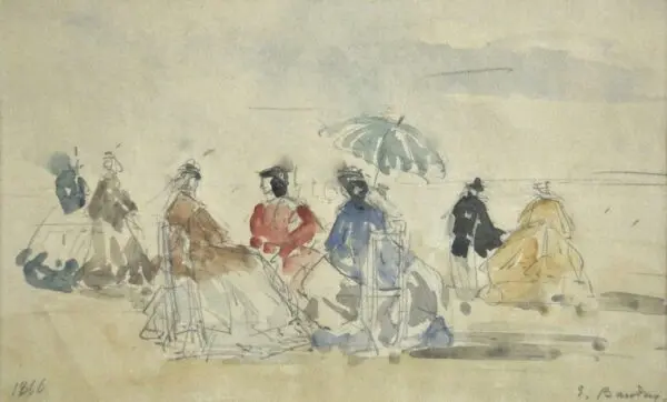 Elegantes sur la plage – Trouville - Buy Fine Paintings Online