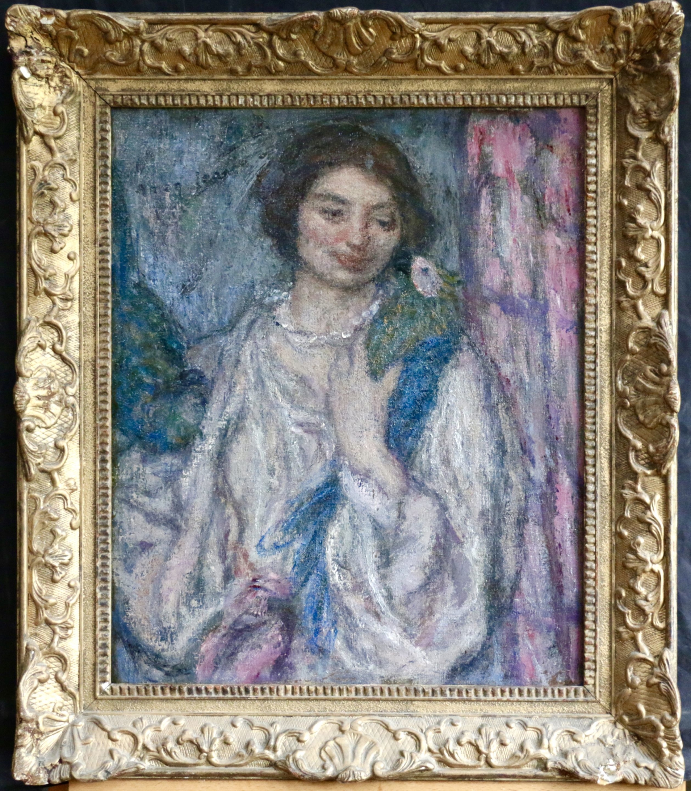 Carte Postale Ancienne Allemagne 1914 – Jeune Fille Fröhliche Pfingsten (Pentecôte) – Carte Voyagée