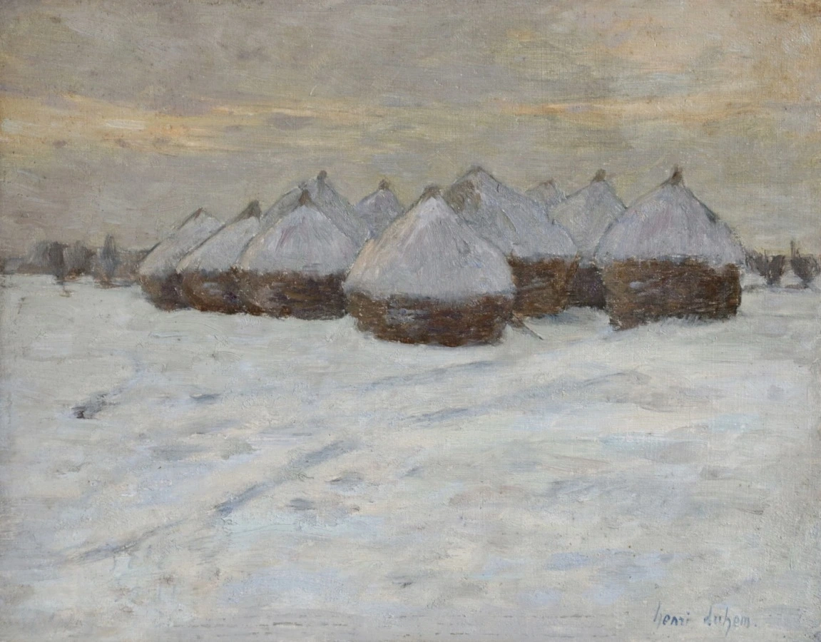 Haystacks in Snow - Buy Fine Paintings Online