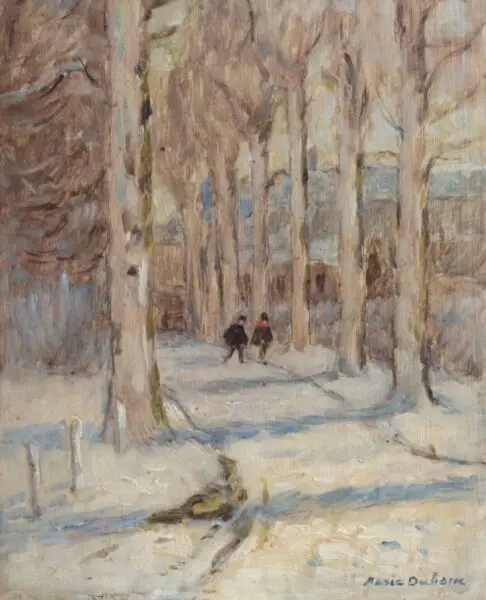 Figures on a Road in Winter - Buy Fine Paintings Online