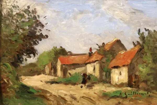 Figure by Cottages - Buy Fine Paintings Online