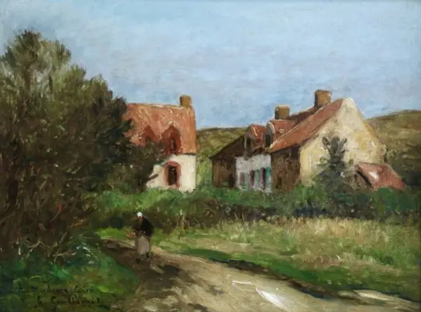 Figure by Cottages - Buy Fine Paintings Online