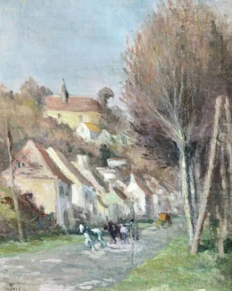 Carriage on the road to Rolleboise - Buy Fine Paintings Online