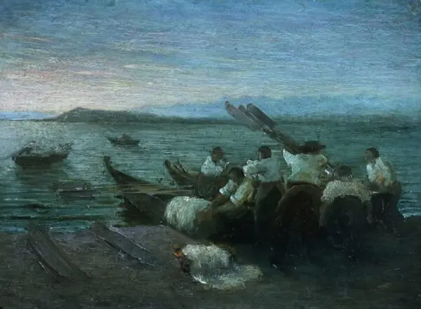 Fisherman Setting Out – Lake Neuchatel, Switzerland - Buy Fine Paintings Online