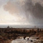 A river landscape beneath a stormy sky thumbnail