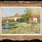 Cottage by a river in summer thumbnail
