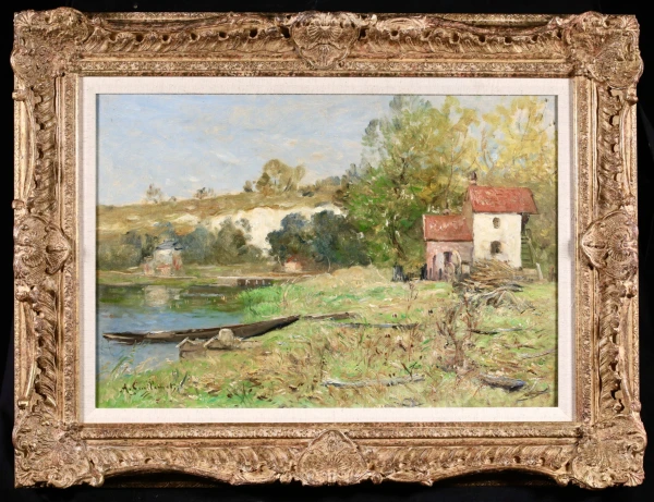 Cottage by a river in summer - Buy Fine Paintings Online