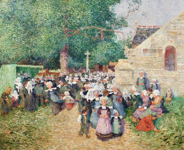Sortie de La Chapelle Notre Dame de Tremalo – Pont Aven - Buy Fine Paintings Online