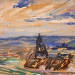 Young girl resting in the fields at Giverny above L’Eglise Sainte-Radegonde thumbnail