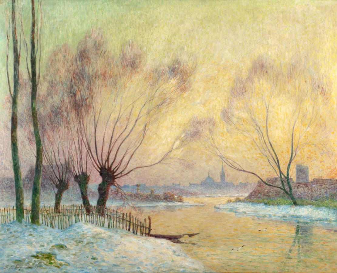 Nantes – Coucher de soleil sur la Loire gelée, 1917 - Buy Fine Paintings Online