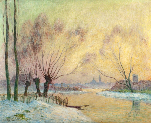 Nantes – Coucher de soleil sur la Loire gelée, 1917 - Buy Fine Paintings Online