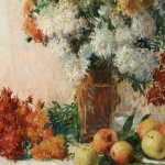 Chrysanthemums & Apples on a Table thumbnail