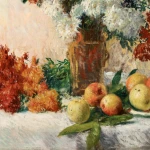 Chrysanthemums & Apples on a Table thumbnail