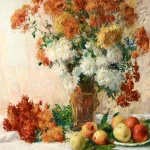 Chrysanthemums & Apples on a Table thumbnail
