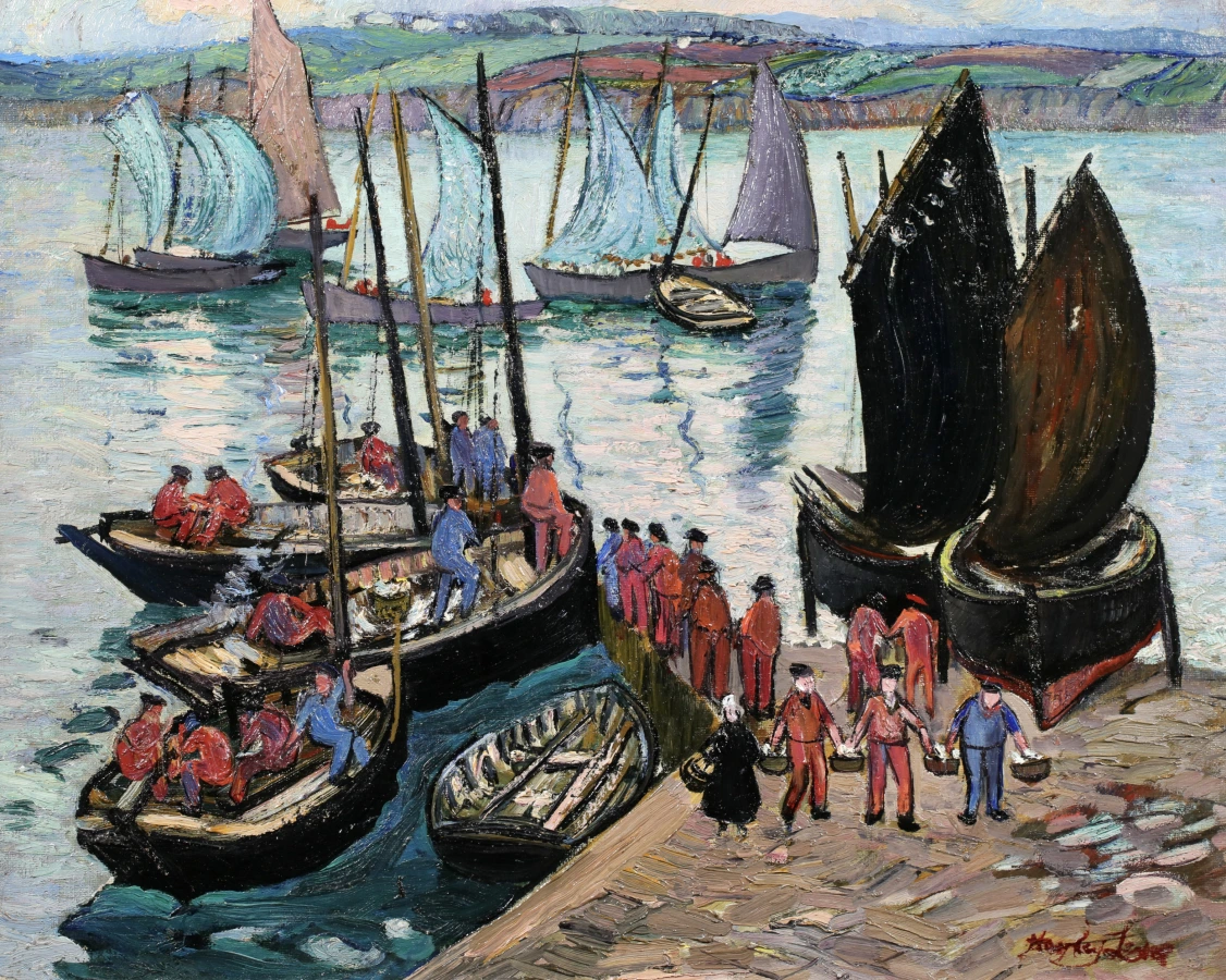 Unloading the catch – Douarnenez, Brittany - Buy Fine Paintings Online