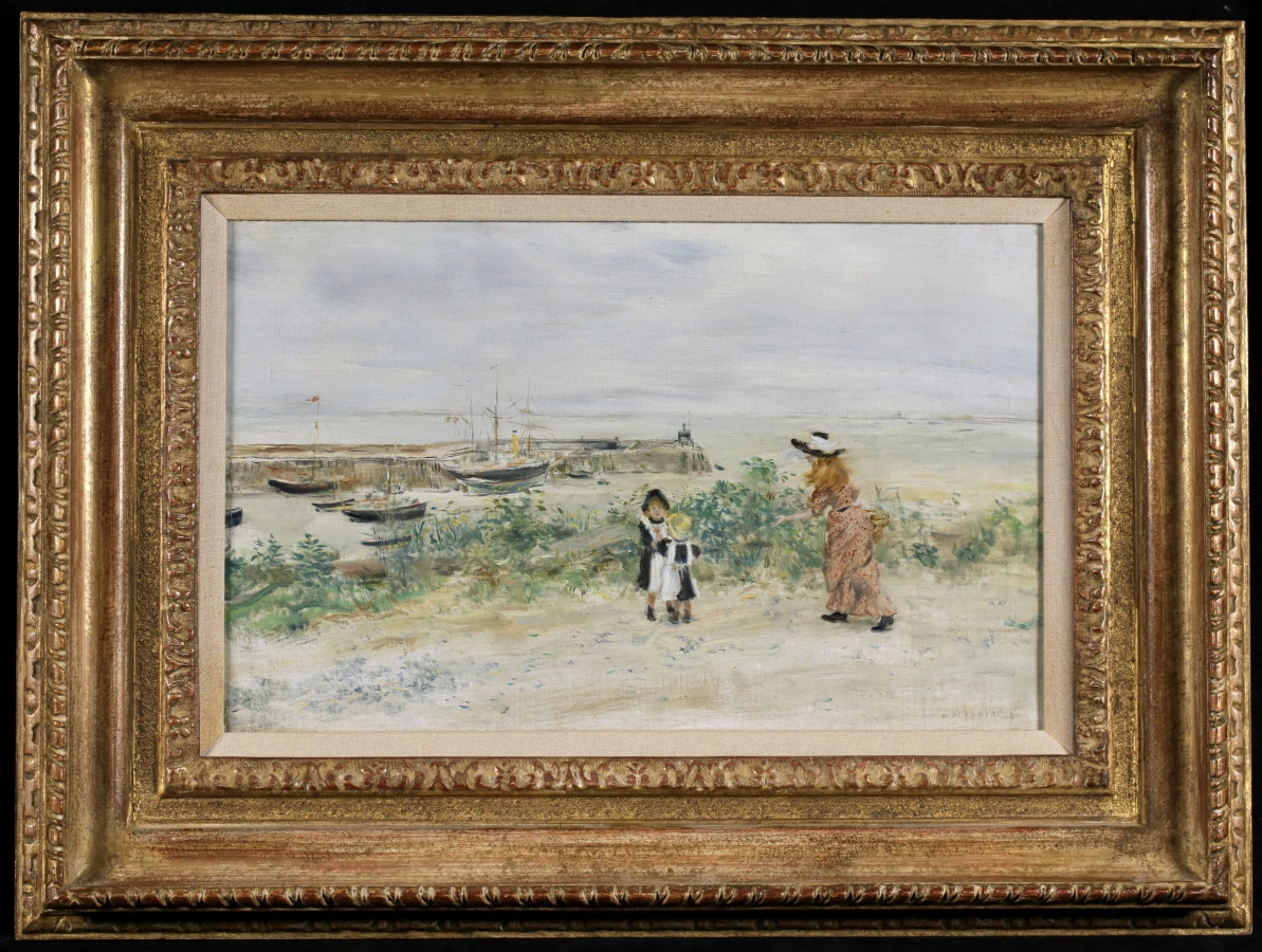 Mother and children by a harbour – Jersey - Buy Fine Paintings Online
