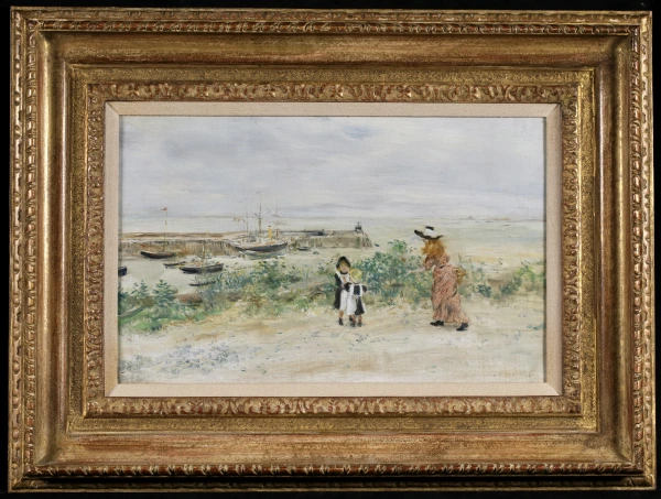 Mother and children by a harbour – Jersey - Buy Fine Paintings Online