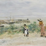 Mother and children by a harbour – Jersey thumbnail