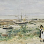 Mother and children by a harbour – Jersey thumbnail