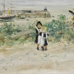 Mother and children by a harbour – Jersey thumbnail