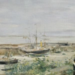 Mother and children by a harbour – Jersey thumbnail