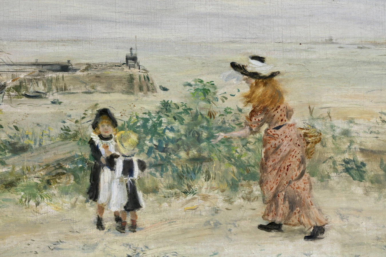 Mother and children by a harbour – Jersey - Buy Fine Paintings Online