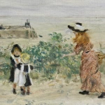 Mother and children by a harbour – Jersey thumbnail