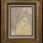 Tête d’une fille avec un ruban dans les cheveux thumbnail