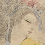 Tête d’une fille avec un ruban dans les cheveux thumbnail