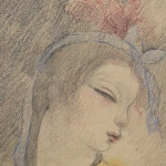 Tête d’une fille avec un ruban dans les cheveux thumbnail