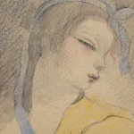 Tête d’une fille avec un ruban dans les cheveux thumbnail