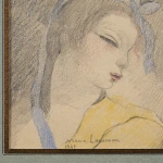 Tête d’une fille avec un ruban dans les cheveux thumbnail