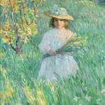 Petite fille cueillant des fleurs thumbnail