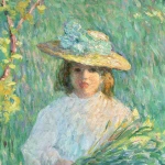 Petite fille cueillant des fleurs thumbnail