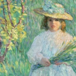 Petite fille cueillant des fleurs thumbnail