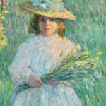 Petite fille cueillant des fleurs thumbnail