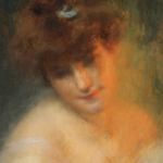 Buste de jeune femme avec un chat thumbnail