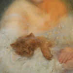 Buste de jeune femme avec un chat thumbnail