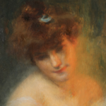 Buste de jeune femme avec un chat thumbnail