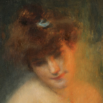 Buste de jeune femme avec un chat thumbnail