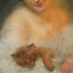 Buste de jeune femme avec un chat thumbnail