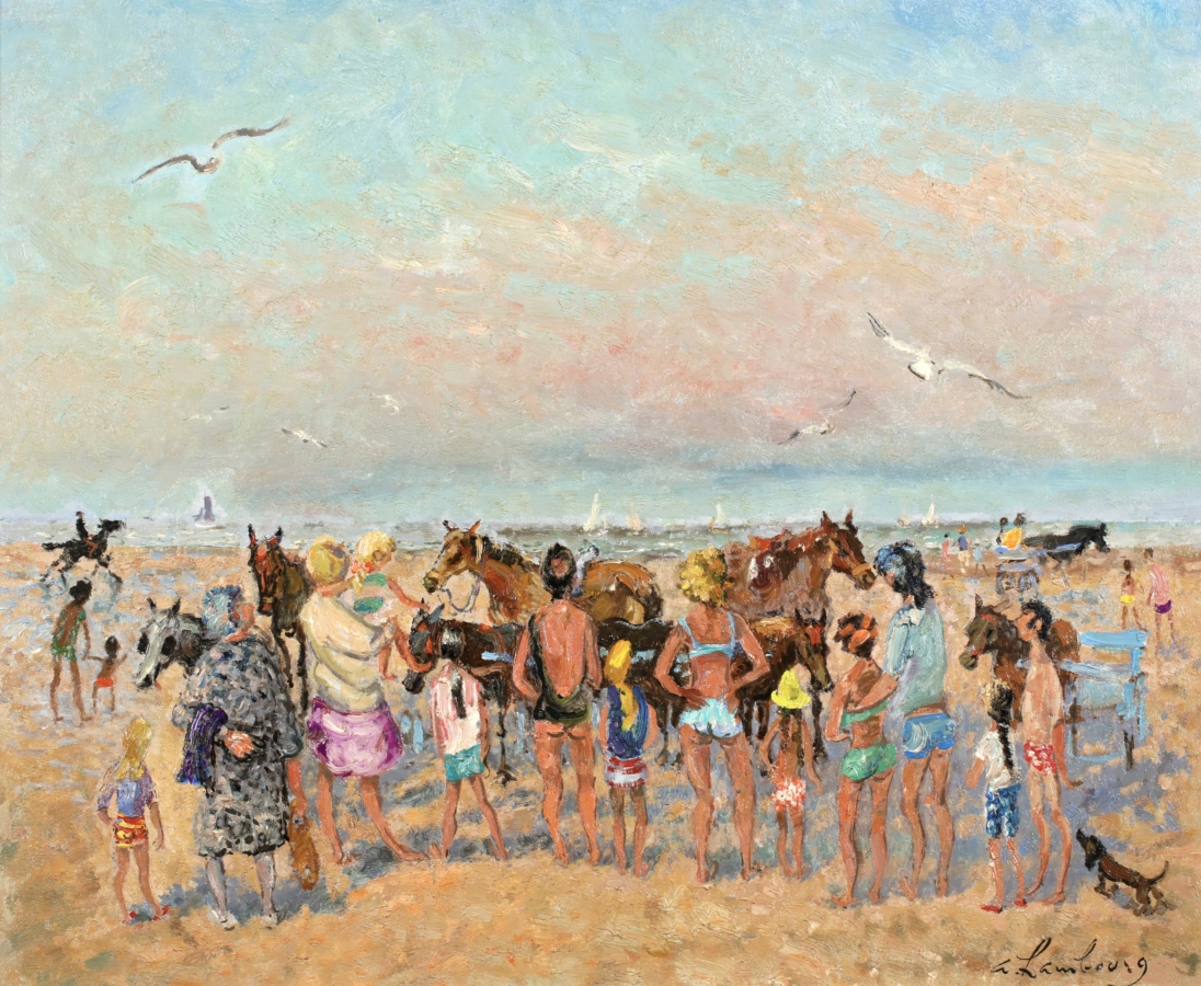 Les petits chevaux de la plage de Deauville - Buy Fine Paintings Online